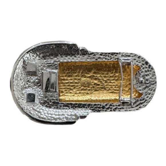 VINTAGE ALEXIS KIRK MIXED METALS GOLD SILVER BELT BUCKLE - Picture 3 of 4